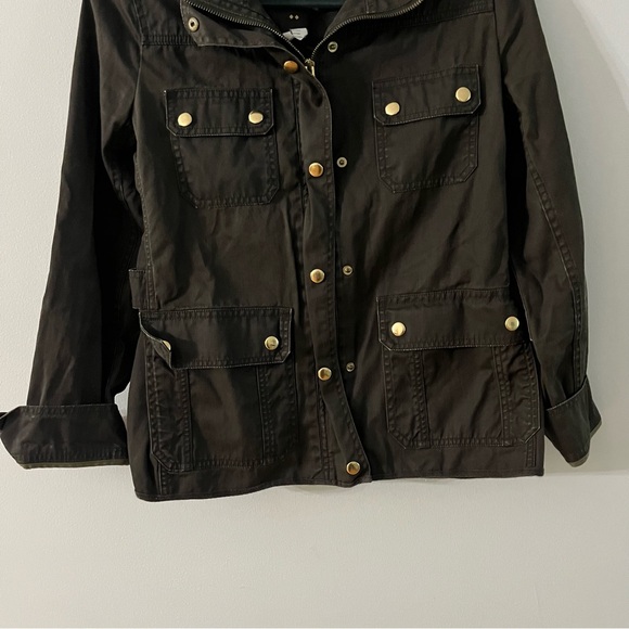 JCrew Resin-coated Black twill field jacket- Size Small - Picture 6 of 9